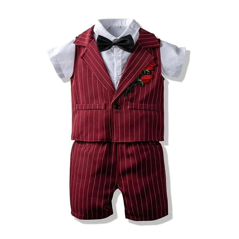 3Pcs Handsome Striped Suit Set