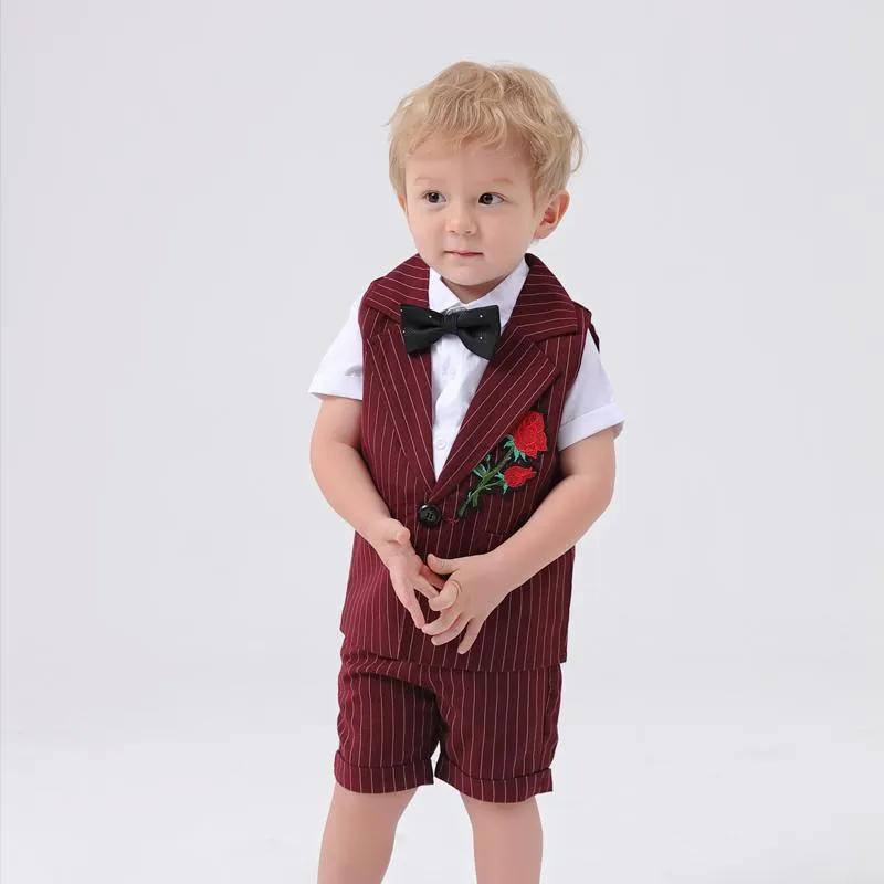 3Pcs Handsome Striped Suit Set