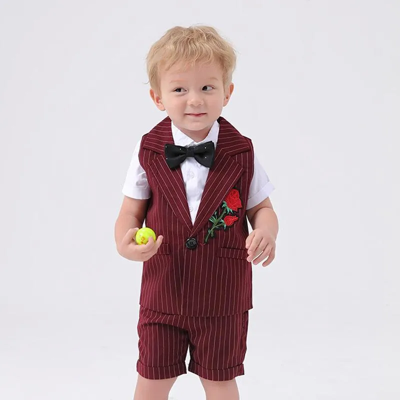 3Pcs Handsome Striped Suit Set