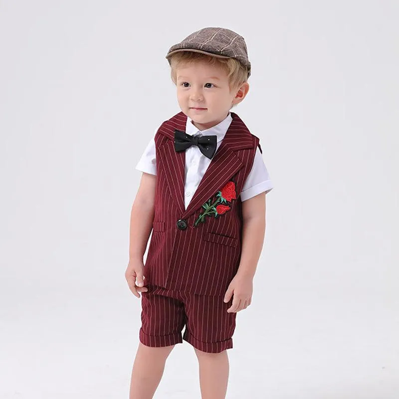 3Pcs Handsome Striped Suit Set