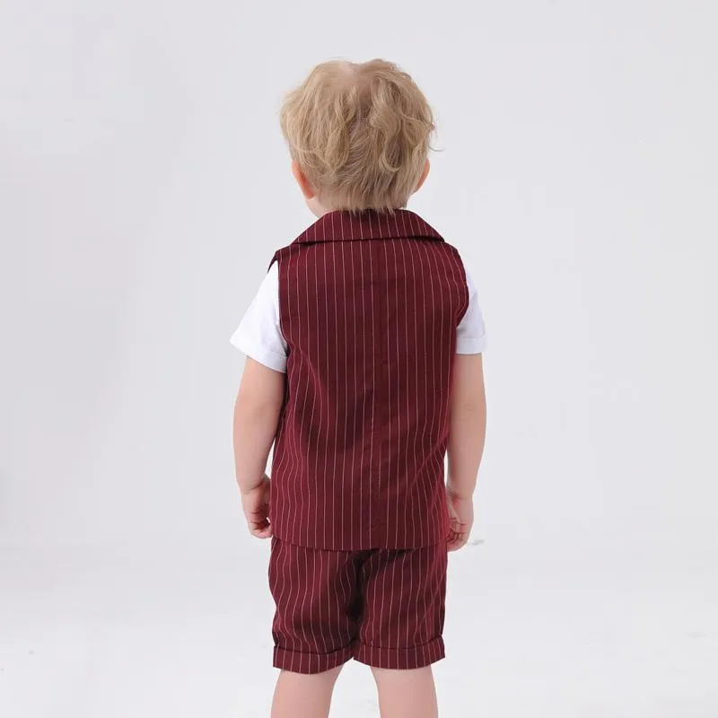 3Pcs Handsome Striped Suit Set