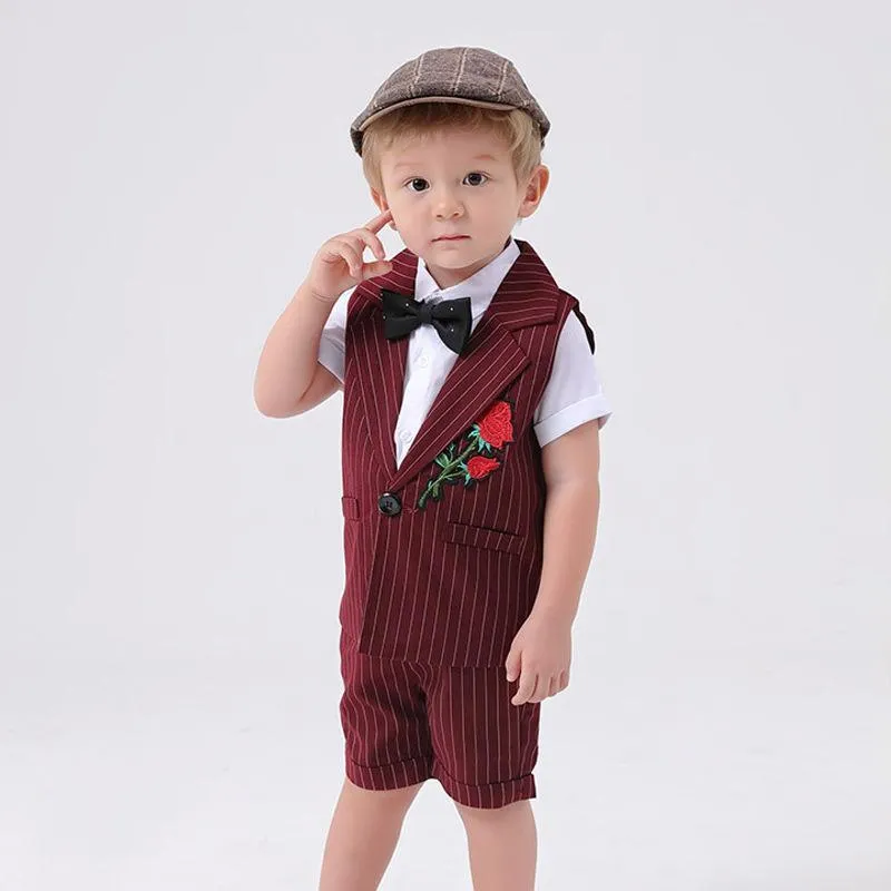 3Pcs Handsome Striped Suit Set
