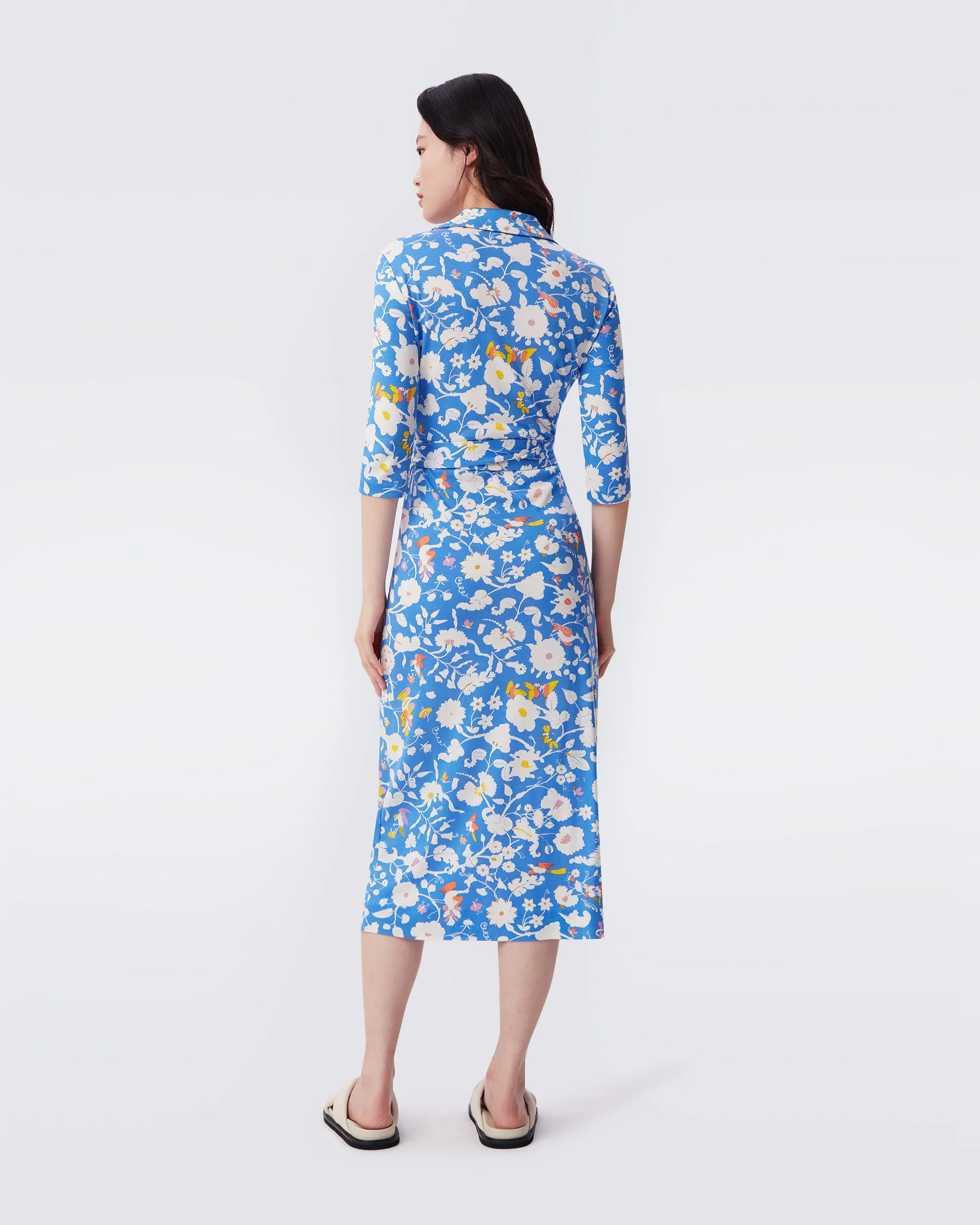Abigail Silk Jersey Midi Wrap Dress In Signature Blue Fortuna