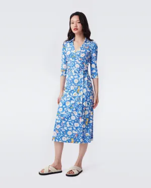 Abigail Silk Jersey Midi Wrap Dress In Signature Blue Fortuna