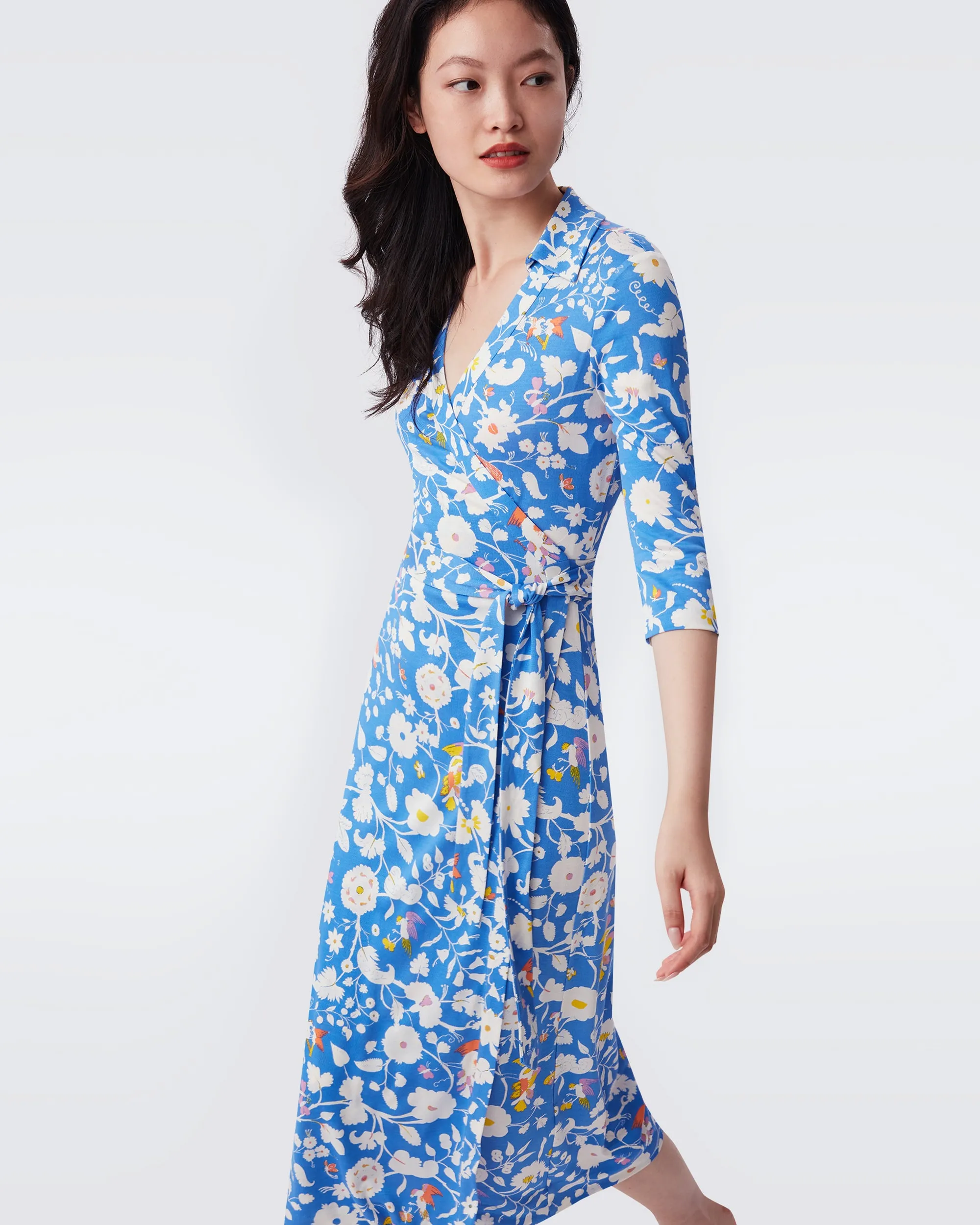 Abigail Silk Jersey Midi Wrap Dress In Signature Blue Fortuna