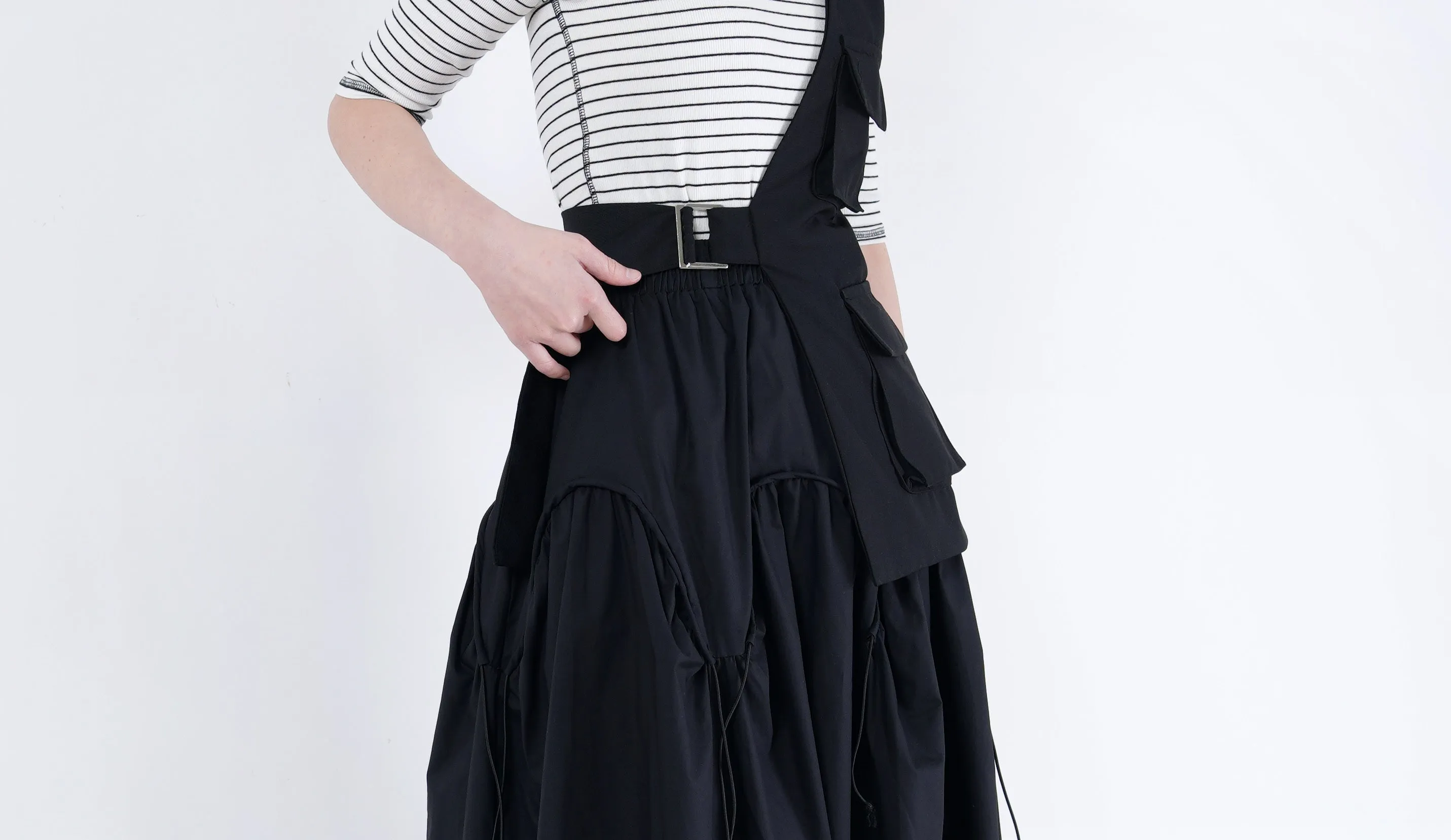 Black asymmetric cut vest w/ buckle