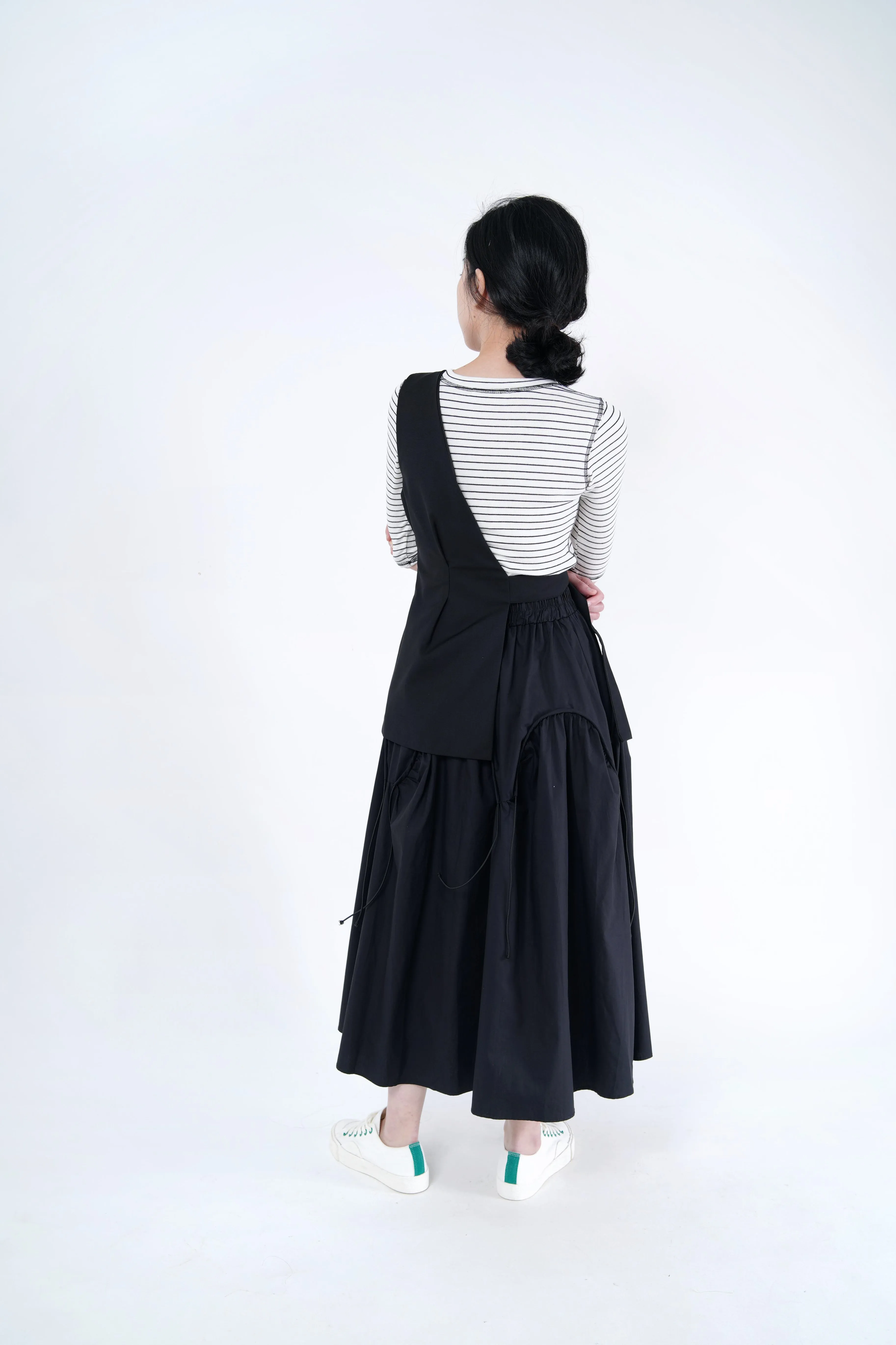 Black asymmetric cut vest w/ buckle