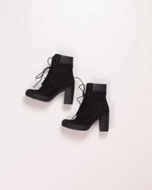 Black Timberland Heeled Boots, 7