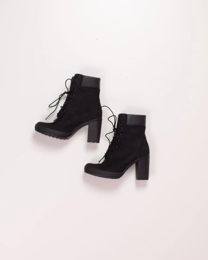 Black Timberland Heeled Boots, 7