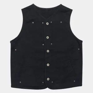 BZEN M.3193-SANCHEZ REGULAR FIT DOUBLE FRONT PANEL BLACK OVERDYE BLACK VEST-13oz-E0 BLACK/BLACK