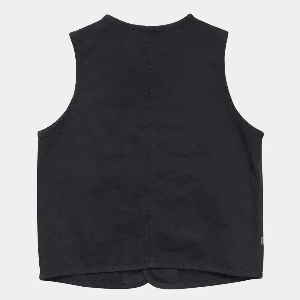 BZEN M.3193-SANCHEZ REGULAR FIT DOUBLE FRONT PANEL BLACK OVERDYE BLACK VEST-13oz-E0 BLACK/BLACK