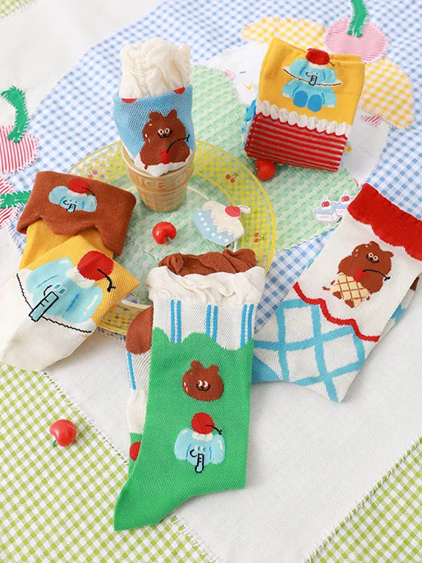 Cartoon Elephant Contrast Color Socks Accessories