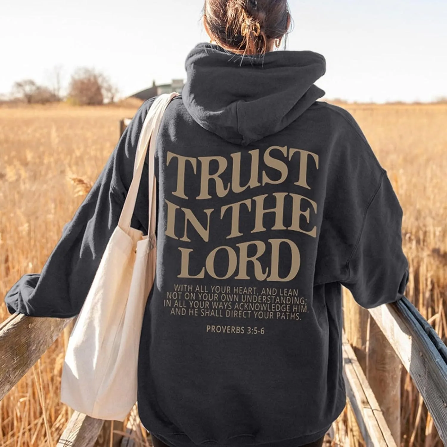 Christian Sweatshirts For Women Trust In The Lord Hoodies Long Sleeve Oversized Hoodies Faith Bible Verse Sweatshirt