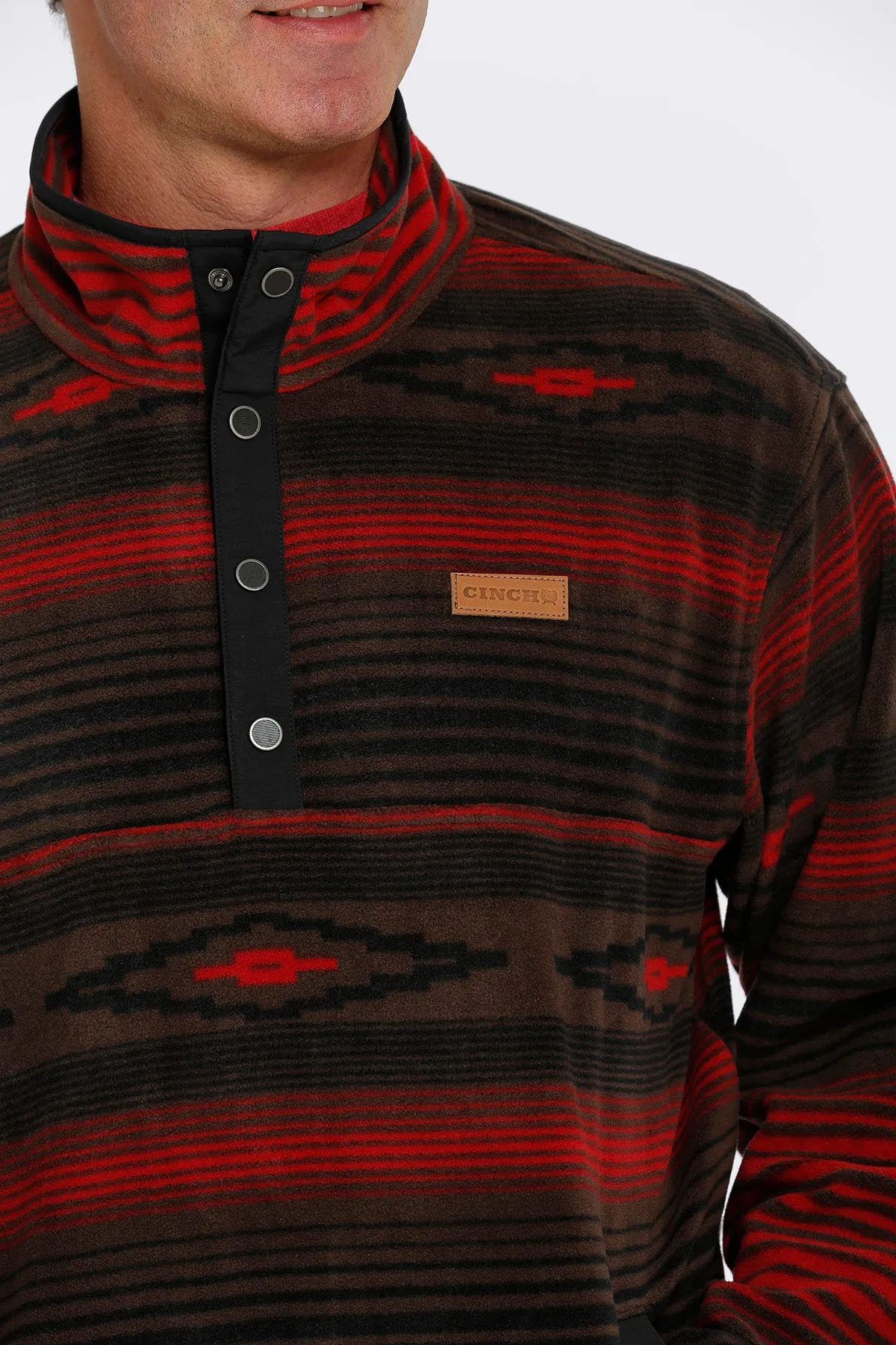 Cinch | Brown Stripe Fleece Pullover