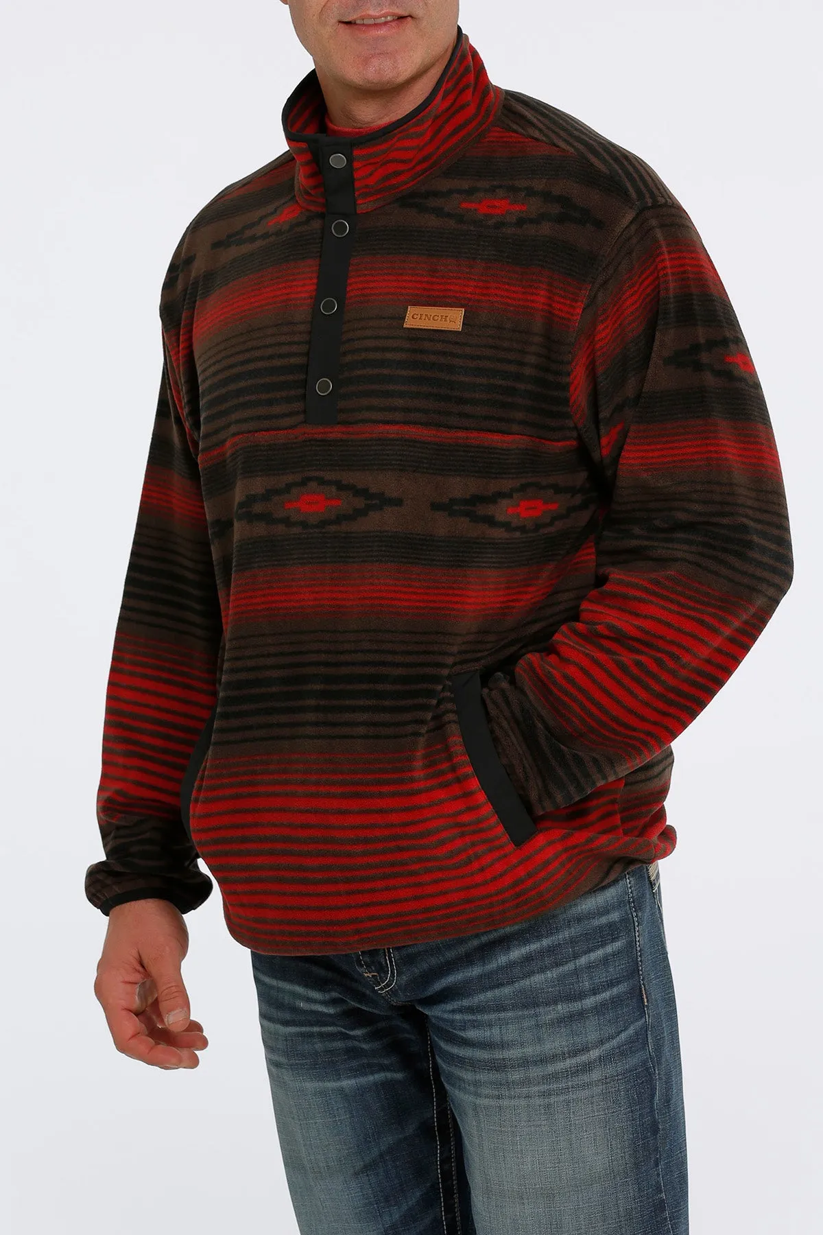 Cinch | Brown Stripe Fleece Pullover
