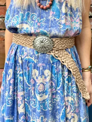 Concho buckle braided belt