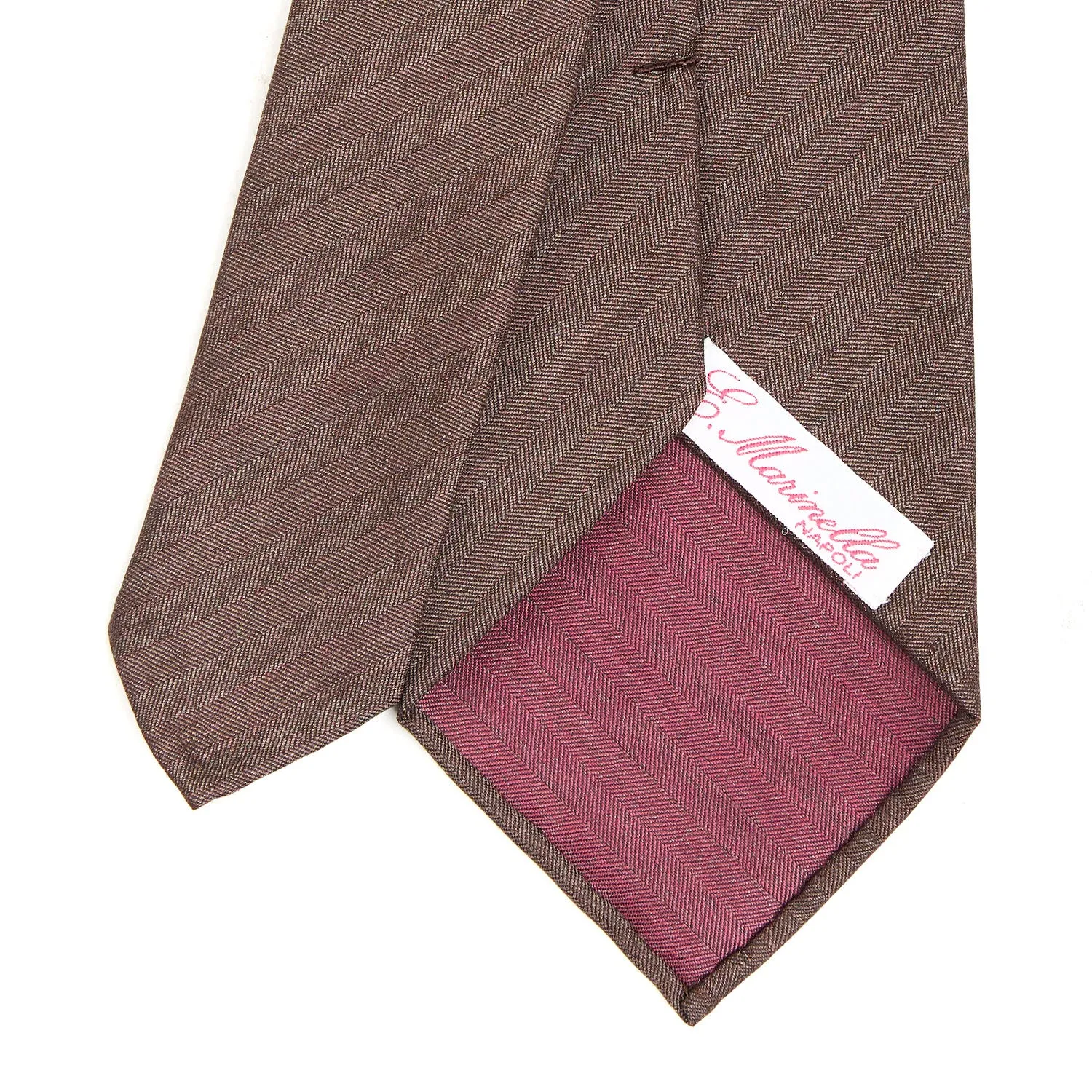DARK BROWN AND BURGUNDY CLASSIC UNLINED WOOL LADY TIE