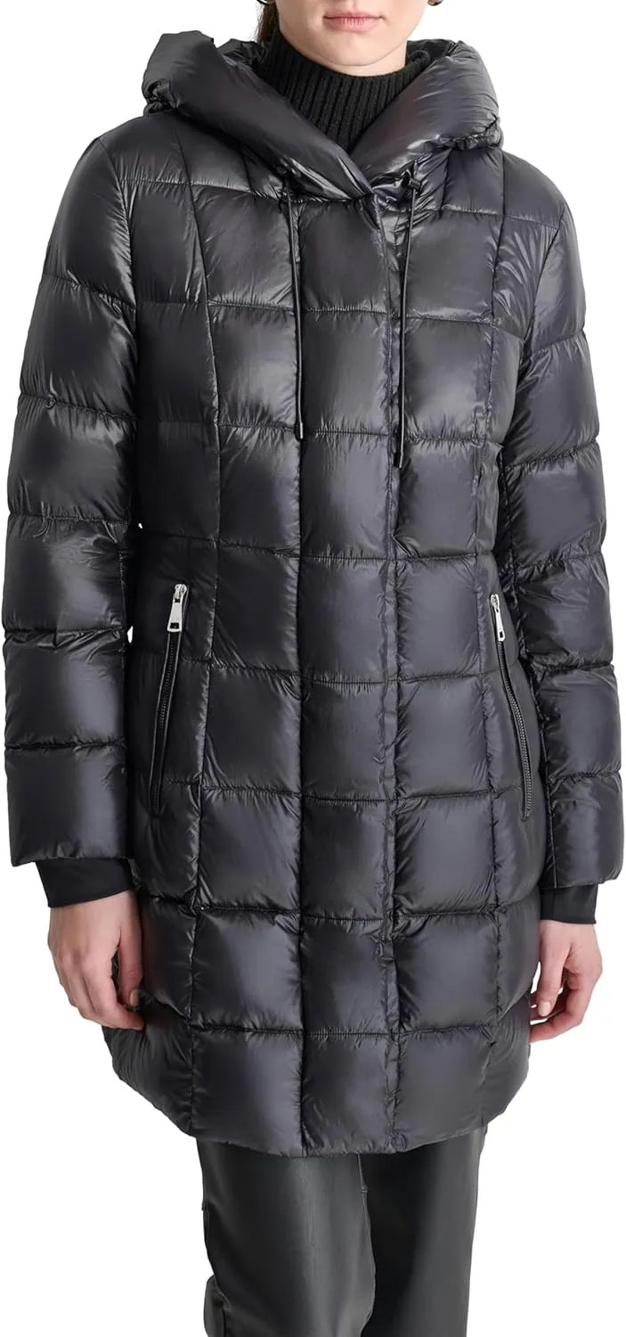 DKNY Women's Hooded Down-Filled Long