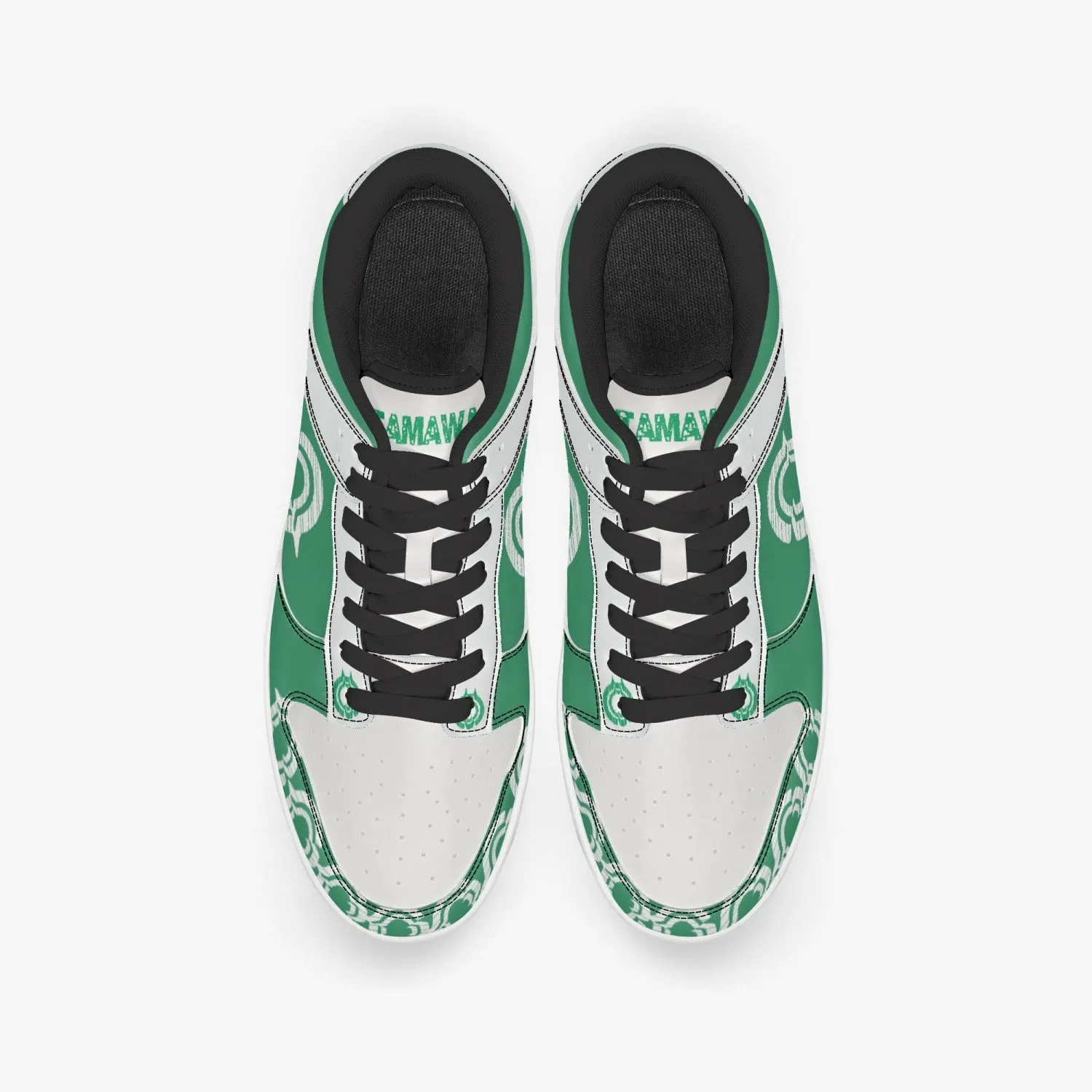 Dunk Stylish Low-Top Leather Sneakers Green-White logo