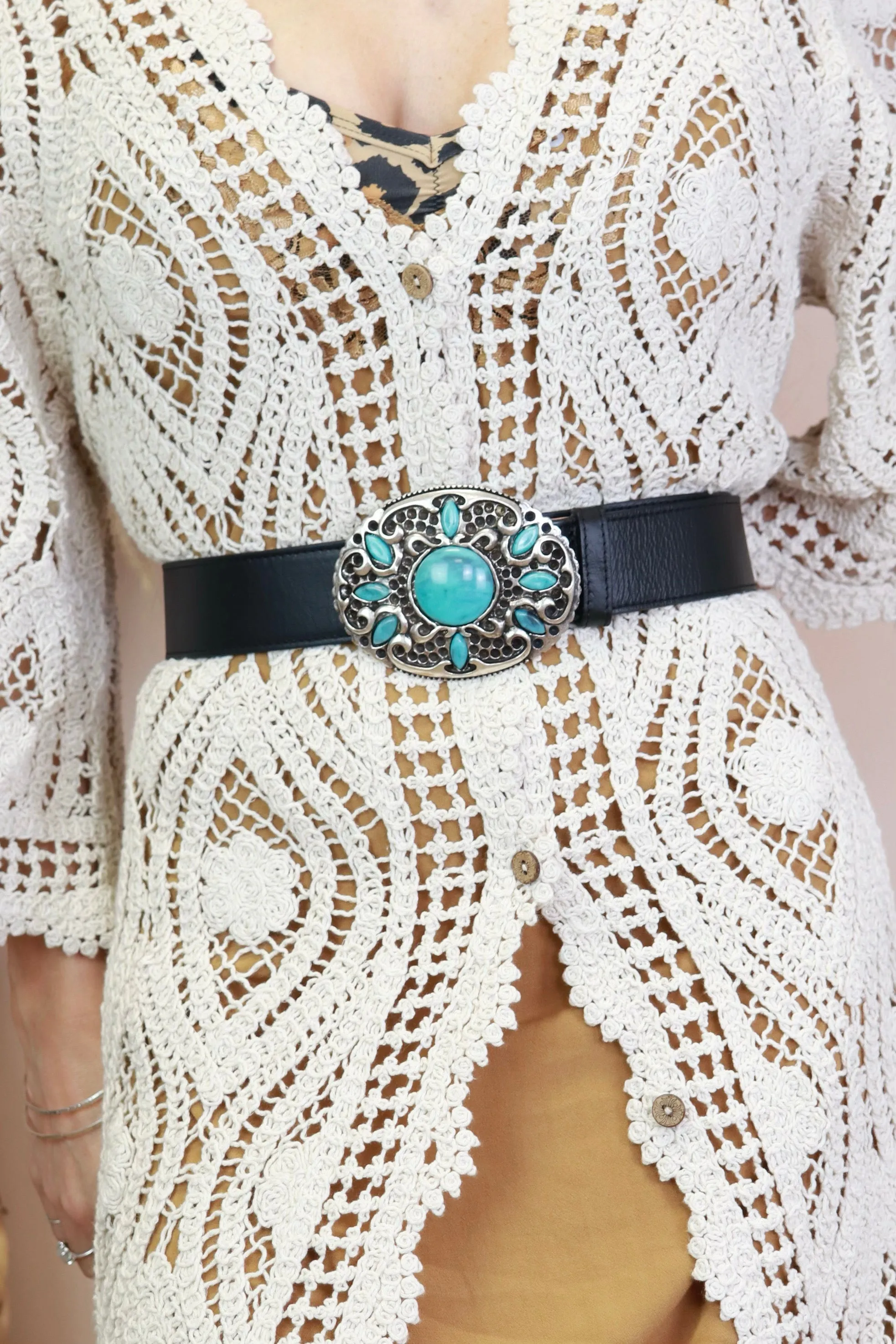 Embellished buckle belt (Black)