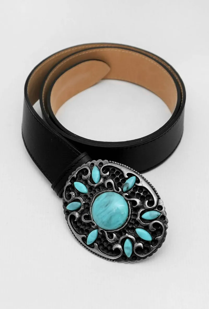 Embellished buckle belt (Black)