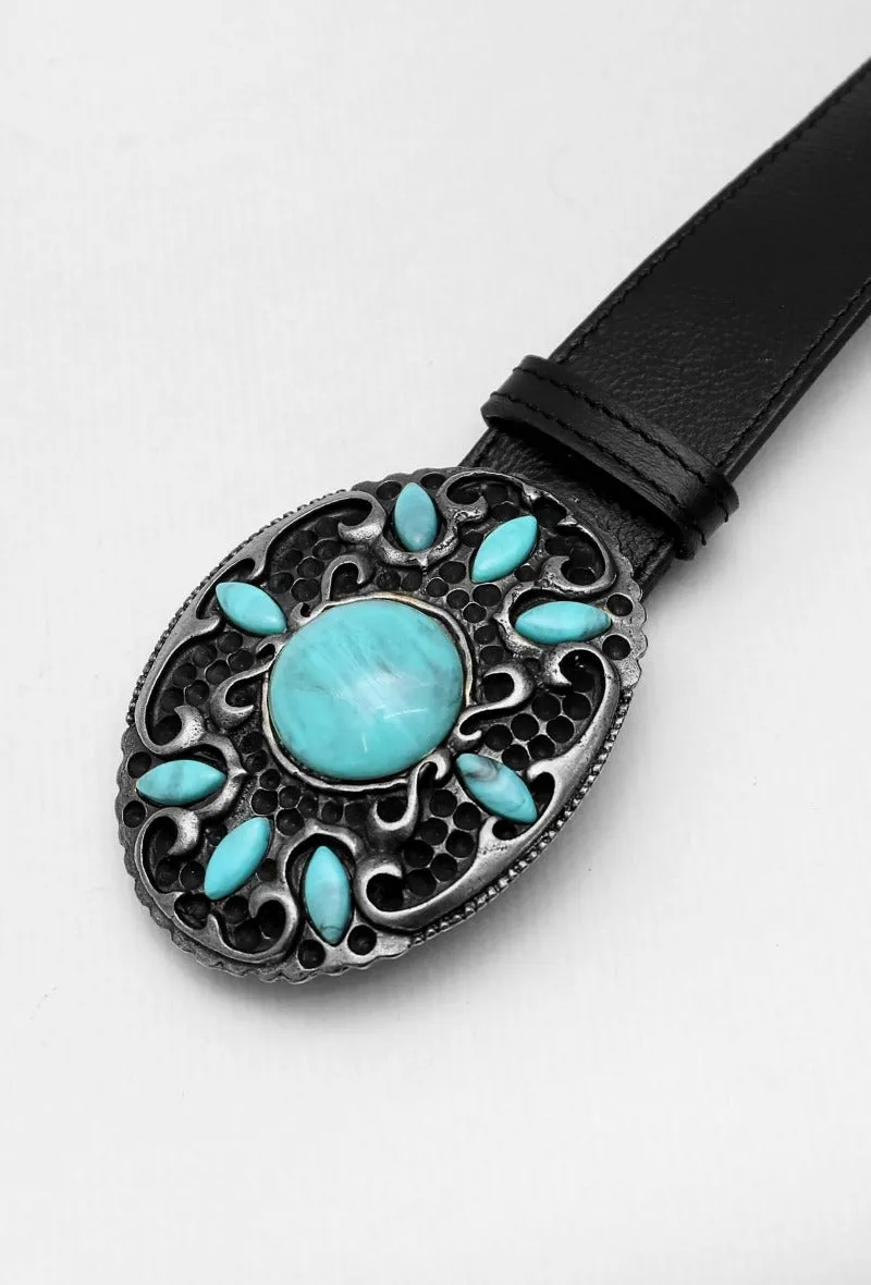 Embellished buckle belt (Black)
