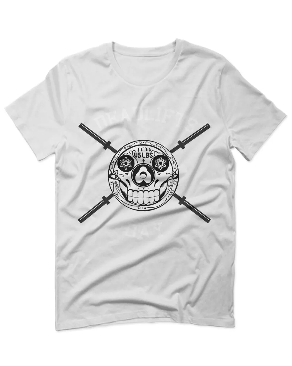 Front Graphic Skull Deadlifts Day Fitness Gym Tough Workout For men T Shirt
