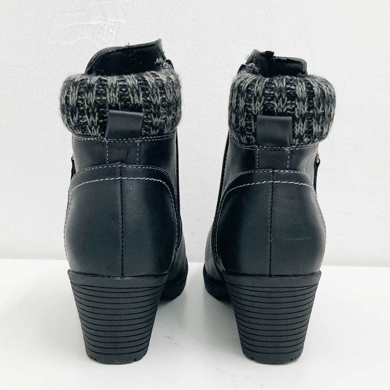Lilley Ankle Boots UK 8 Black Faux Leather Heeled Side Zip