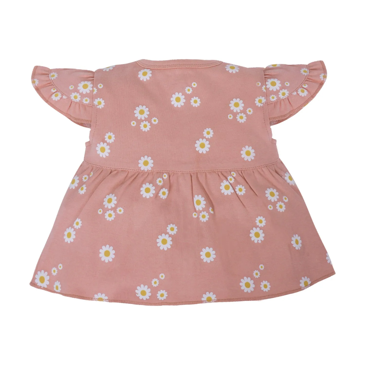 My Milestones T-shirt Half Sleeves Girls Peach Daisy / Grey Stripes-2Pc Pack