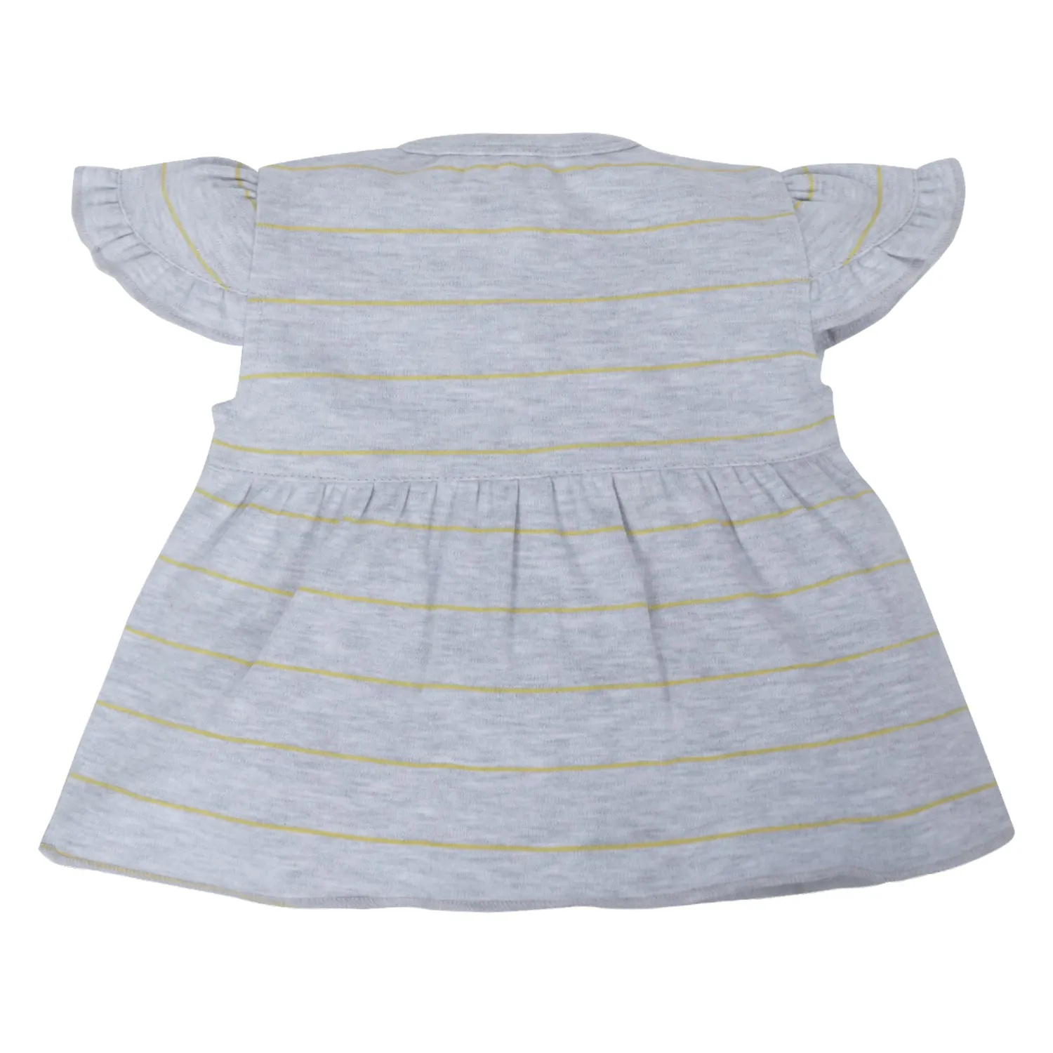 My Milestones T-shirt Half Sleeves Girls Peach Daisy / Grey Stripes-2Pc Pack