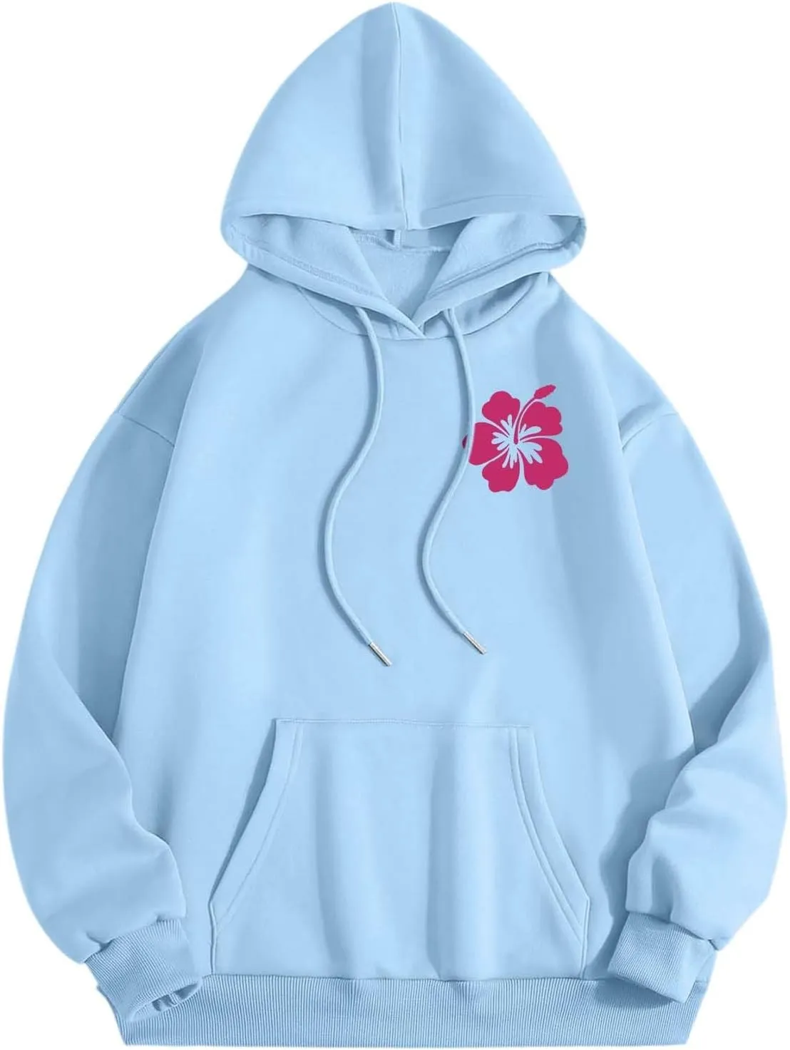 Pink Puff Hoodie For Women Oversized Summer Waves Chill Enjoy Letter Graphic Comfort Sweatshirts
