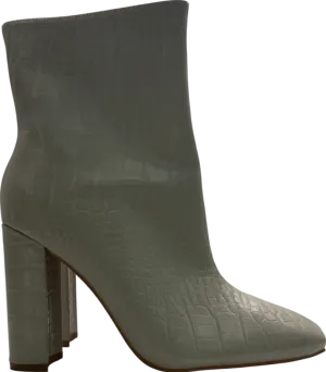 PrettyLittleThing Cream Beige Pu Croc Square Toe Flat Heeled Ankle Boots UK 6 EU 39 