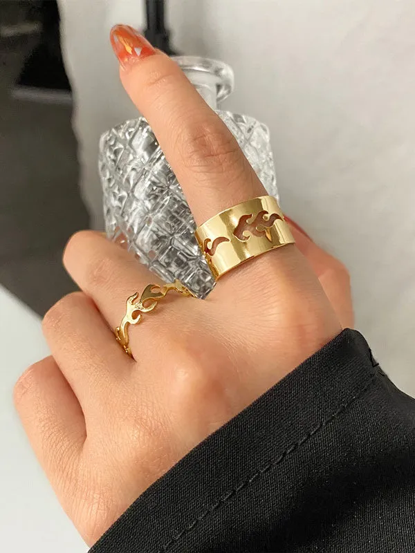 Punk Fire Shape Rings Accessories