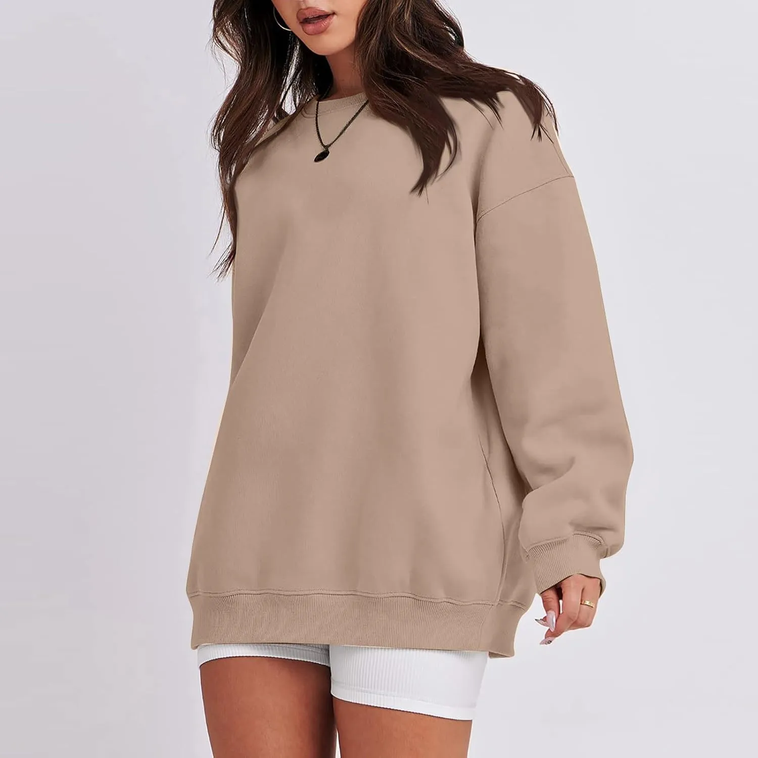 slqdgmryz Crew Neck Sweatshirts Women Oversized Preppy Sweatshirt Loose Fit Long Sleeve Fleece Pullover Crewneck Y2k Hoodie