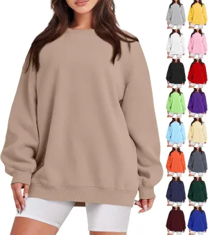 slqdgmryz Crew Neck Sweatshirts Women Oversized Preppy Sweatshirt Loose Fit Long Sleeve Fleece Pullover Crewneck Y2k Hoodie