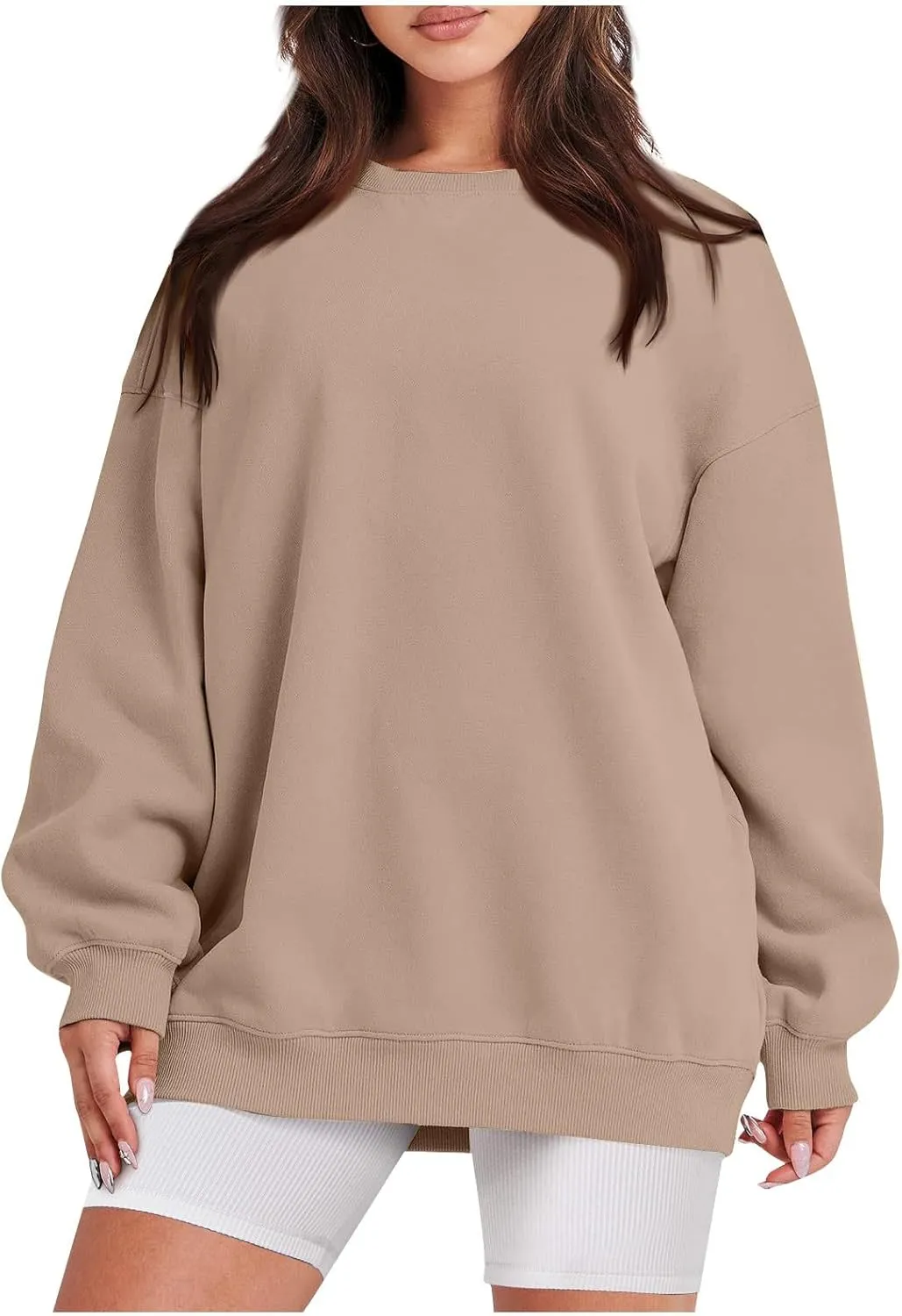 slqdgmryz Crew Neck Sweatshirts Women Oversized Preppy Sweatshirt Loose Fit Long Sleeve Fleece Pullover Crewneck Y2k Hoodie