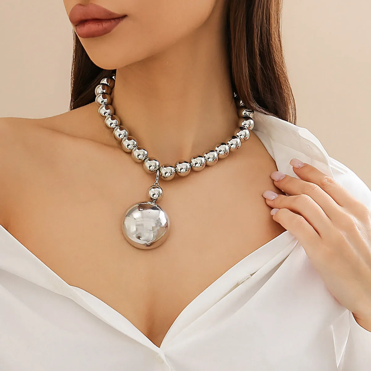 Stylish Beaded Necklaces in Cyber Geometric Design for Women