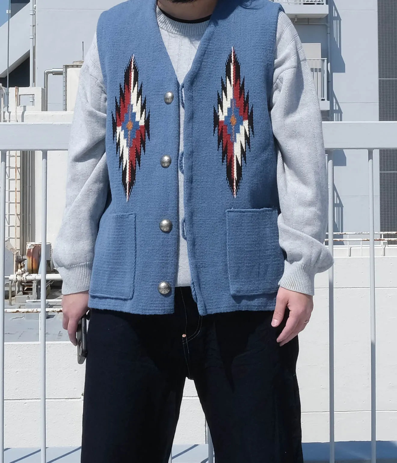 TRUJILLO'S for Lakewood Clothing CHIMAYO VEST (Dusty Blue)