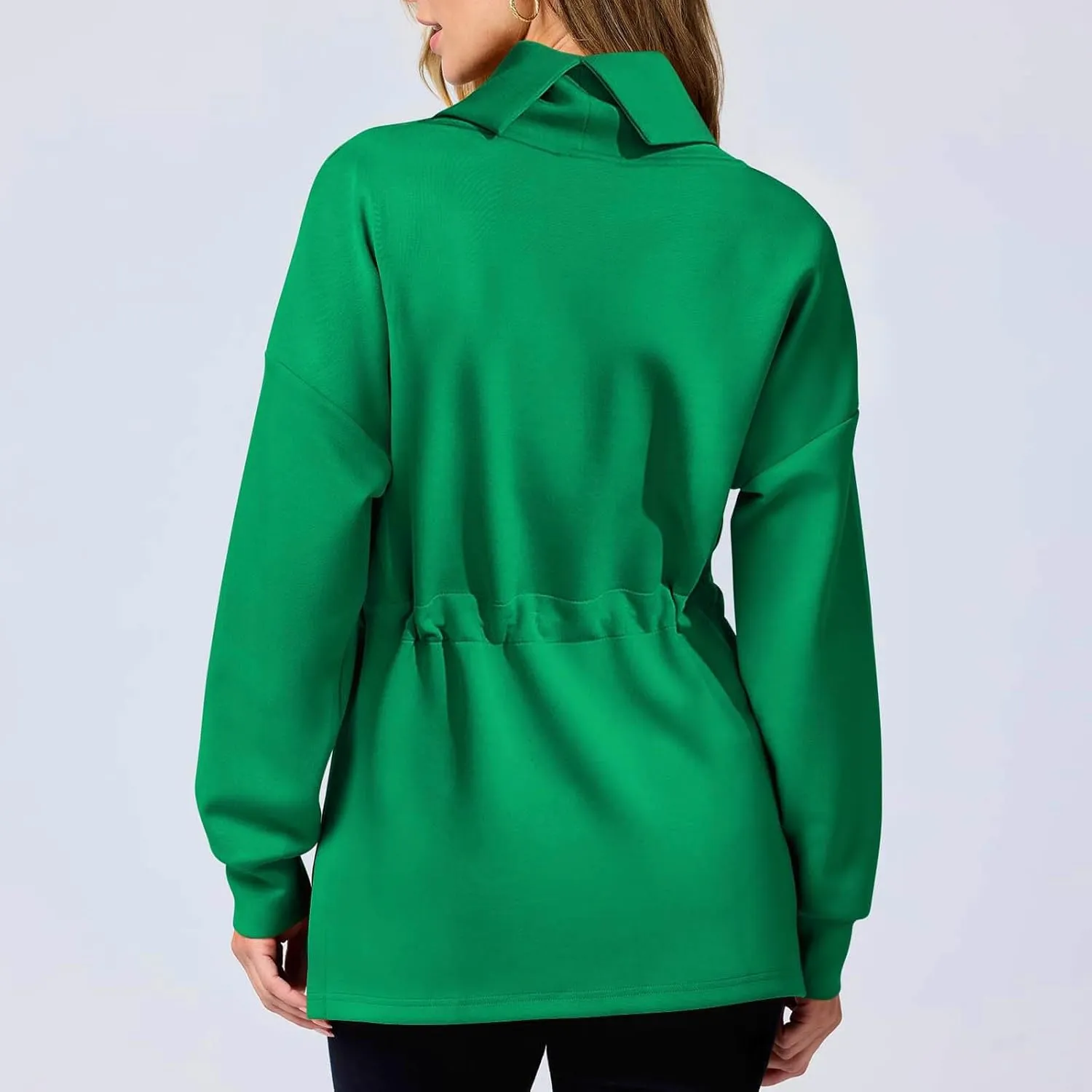 Womens Turtleneck Sweatshirts Long Sleeve Drawstring Waist Pullover Tops Trendy 2024 Fall Hoodies Preppy Outfits