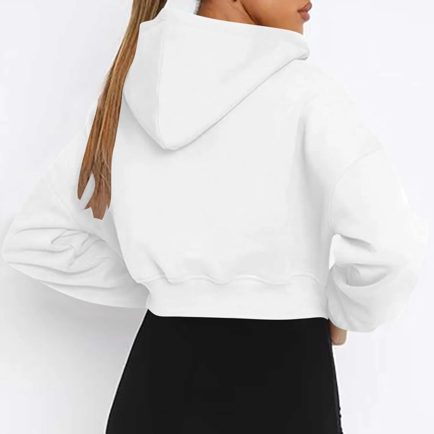 Womens Zip Up Cropped Sweatshirts Hoodie Long Sleeve Jacket Trendy Y2K Crop Tops 2024 Fashion Outfits Clothing